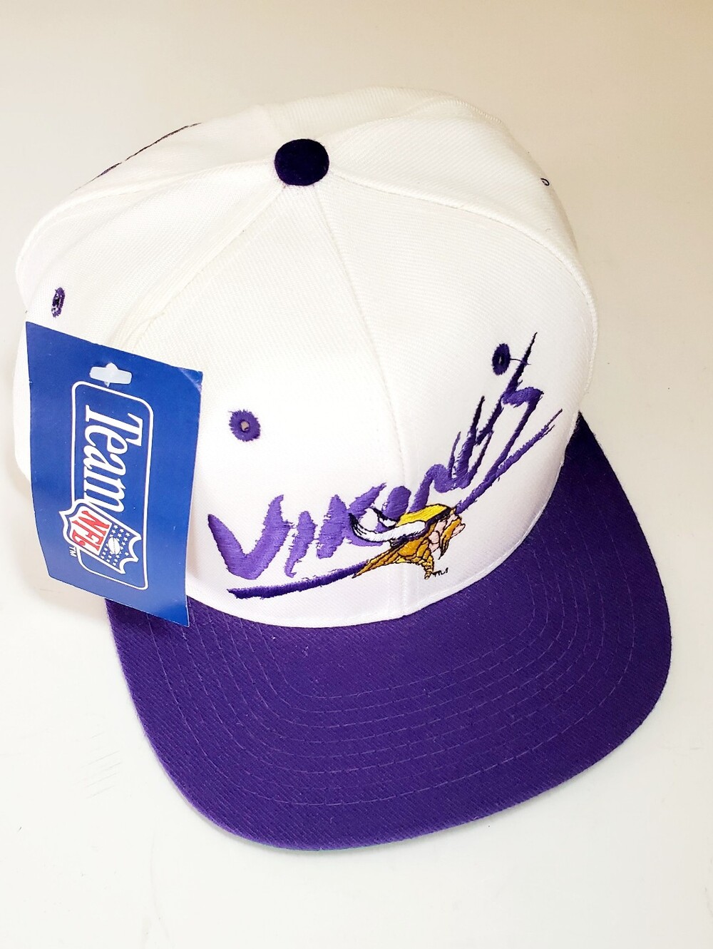 Vtg 90's Minnesota Vikings Snapback Hat Cap Script Graffiti Signature AJD